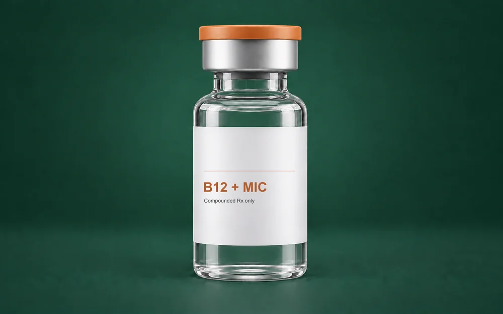 LongevityX MD compounded B12 and MIC injection vial