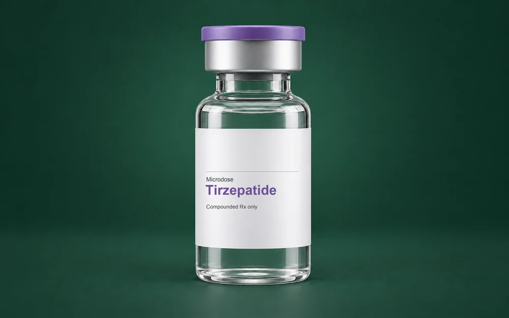 LongevityX MD compounded microdose tirzepatide vial